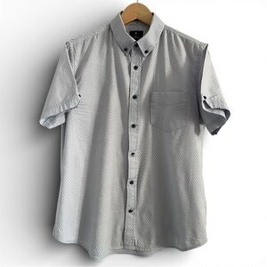 Ben Sherman Men’s Stretch Short Sleeve Button Down Shirt Gray Micro Print M